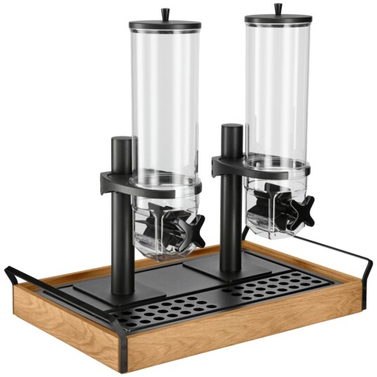 VEGA Müslidispenser Esino dobbel GN 1/1; Størrelse GN 1/1 61.9x38.6x56.2 cm LxBxH; Eik/Svart; Rektangulær