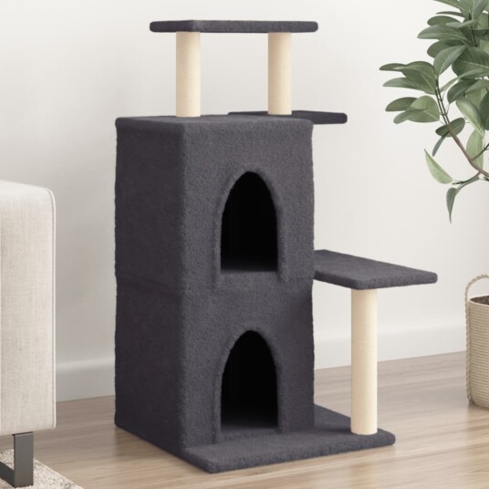 Vidaxl Kattetre Med Klorestolper I Sisal Mørkegrå 97 cm