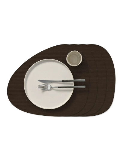 LIND DNA 4 Set Table Mat Curve L Corduroy   Brown   37X44CM