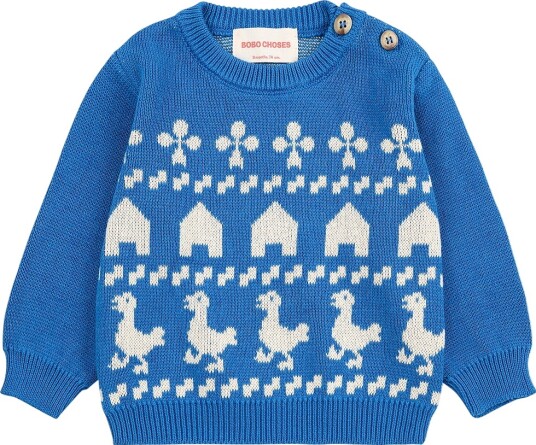 Bobo Choses Blue Farm Jaquard Jumper 12 mdr