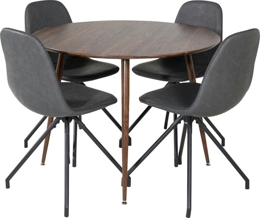 Spisegruppe Venture Home Plake med 4 Pobbie Stoler Design med Svingfunksjon Kunstlær