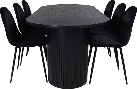 Venture Home Spisegruppe Bianca med 6 Polar spisestoler Svart Venture Home Spisegruppe Bianca med 6 Polar spisestoler Svart