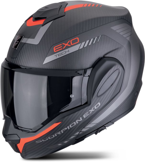 Scorpion Åpningshjelm  EXO-Tech EVO Karbon Mattsvart-Rød