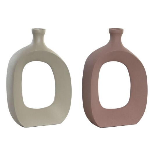 Dkd Home Decor Vase Dkd Home Decor 16 X 6 X 24 Cm Beige Rosa Aluminium (2 Enheter)