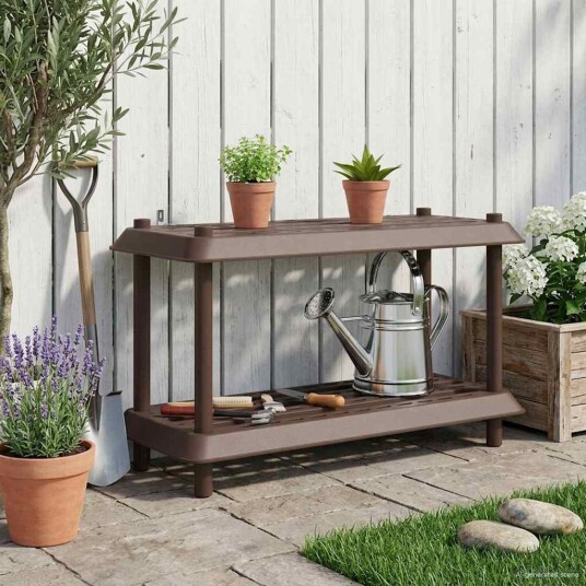 vidaXL Hyllesystem 2 nivåer 100 x 40 x 55,5 cm PP Brun