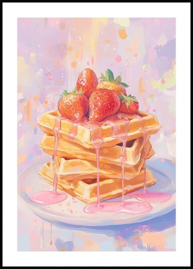 Strawberry on Waffles Plakat Plakat / 21x30cm