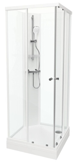 Vikingbad Sofia Rett Basic Dusjkabinett Hvit Matt / 90x90cm Klart Glass Vikingbad Sofia Rett Basic Dusjkabinett Hvit Matt / 90x90cm Klart Glass