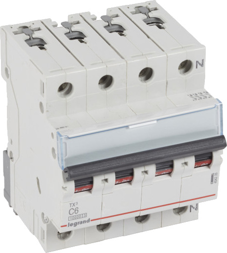 Legrand TX³ MCB automatsikring C6 3P+N 4M 10/10KA