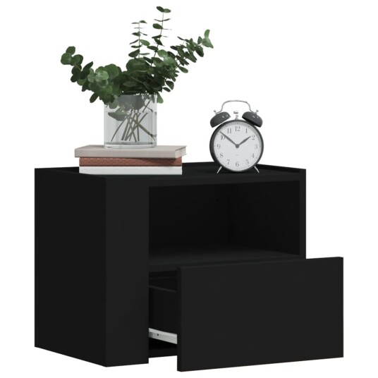  Veggmonterte nattbord 2 stk svart 45x30x35 cm 848314