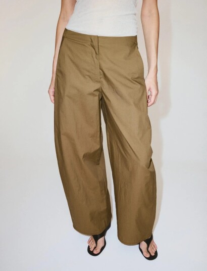 Mango Straight Leg Trousers With Detachable Scarf Khaki green 42