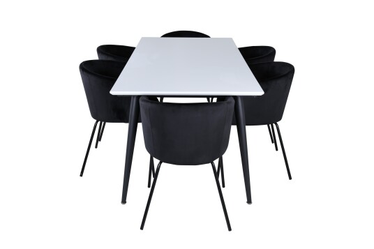 Venture Home Jimmy Matgruppe 195 cm Rektangulær med 6 Berit stoler Sort