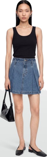 Calvin Klein Jeans Pleated Denim Mini Skirt Tinted Blue 33