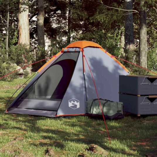 telt for camping 2 personer grå og oransje vanntett