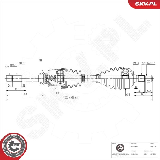 Esen Skv Drivaksel ESEN SKV 40SKV193