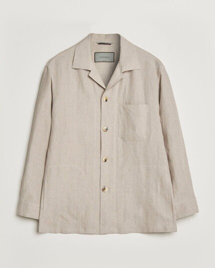 Canali Linen Shirt Jacket Beige