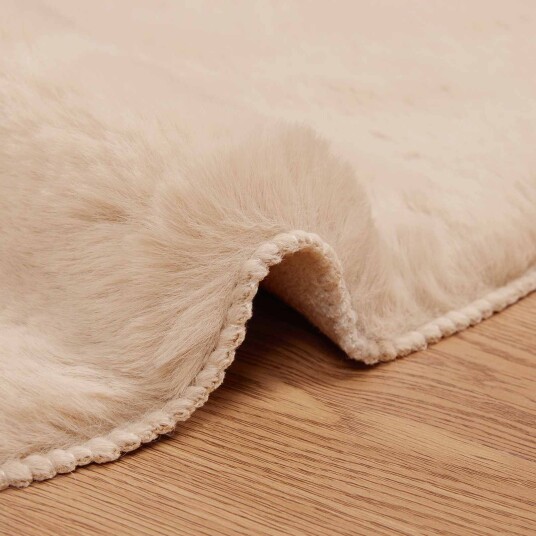 Kunstpels Kanin Teppe Olite Gråbrun Ø 200 cm Polyester