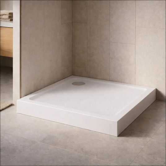 MILD Dusjkar – Høy Kvadratisk Utgave White Matt 90x90x11,5