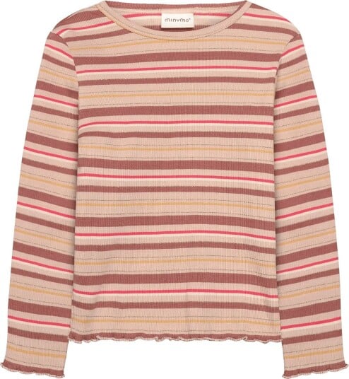 Minymo T Shirt Ls Y/D Rib Pink 116