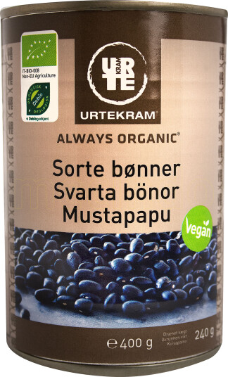 Urtekram Sorte Bønner Boks Ø 400g Urtekram Sorte Bønner Boks Ø 400g