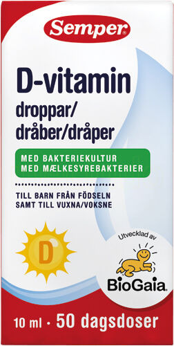 Semper BioGaia Dråper D-vitamin og Melkesyrebakterier til Baby 10ml Semper BioGaia Dråper D-vitamin og Melkesyrebakterier til Baby 10ml