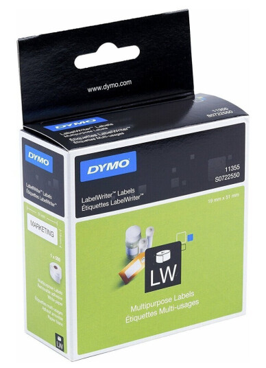 DYMO LabelWriter 19mm x 51mm Multi-purpose Labels (white) (removable) 1 roll x 500 labels / S0722550