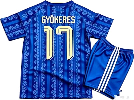 Sveriges fotballandslag 2026 Barnsett, trøye og shorts, pustende polyesterfotballdrakt, sportsfan-klær 26 NO.17 Gyökeres borte.a