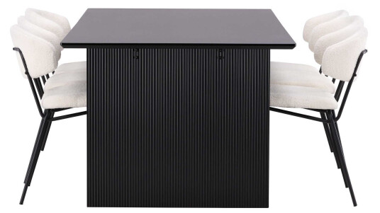 Venture Design Vail & Chico spisegruppe Hvit/svart 6 stoler & bord 200 x 100 cm