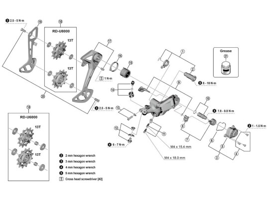 Shimano Cues ytterplate til bakskifter modell RD U8000 GS type