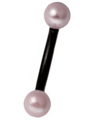 Svart Banan Øyenbrynspiercing med Rosa Perler1.2 x 8 mm