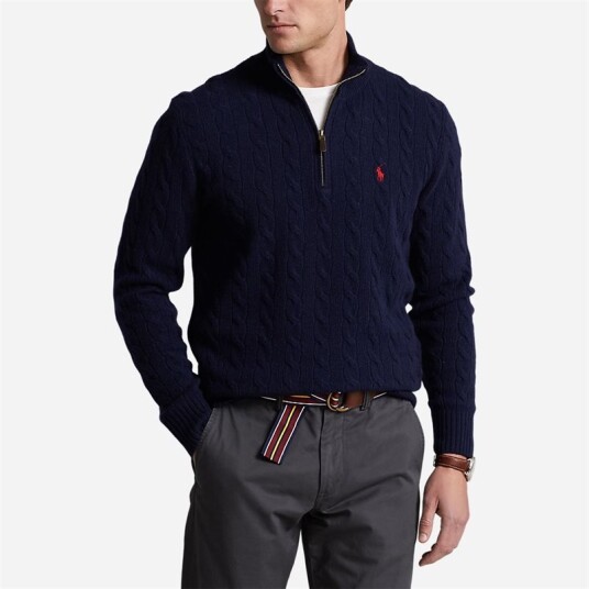 Ralph Lauren Cable Knit Wool Cashmere Sweater - Hunter Navy L Ralph Lauren Cable Knit Wool Cashmere Sweater - Hunter Navy L