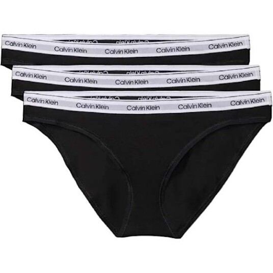 Calvin Klein Truser 3P Low Rise Bikini Briefs Svart bomull X-Small Dame Calvin Klein Truser 3P Low Rise Bikini Briefs Svart bomull X-Small Dame