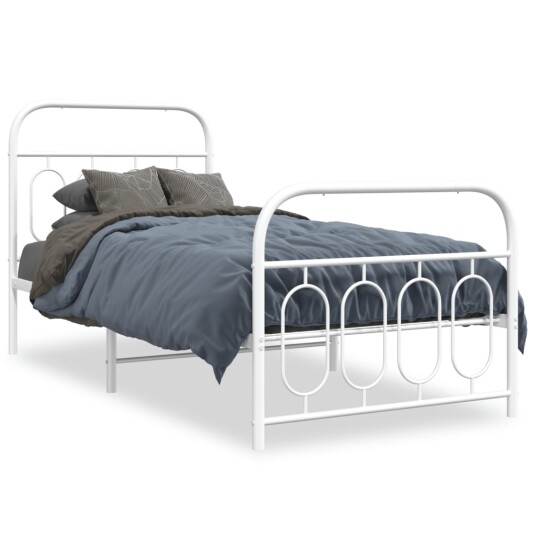  Sengeramme i metall med hode- og fotgavl hvit 80x200 cm 8721102646454