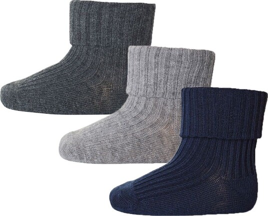 mp denmark cotton rib baby socks 3pk – multi 22/24