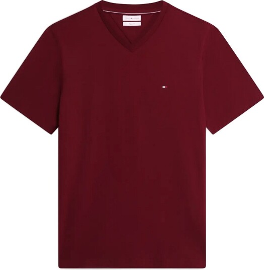 Tommy Hilfiger Essential V Neck Tee Burgundy S