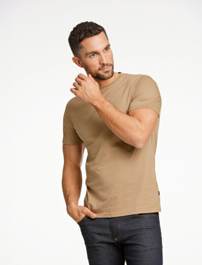 Lindbergh Black Mercerized Cotton Tee S/S - Beige - XL