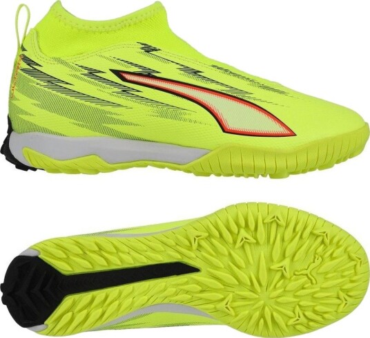 PUMA Ultra 6 Match Mid Laceless + TT Unleashed Gul/PUMA Svart/rød/Lime Squeeze Barn Turf (TF) størrelse 37½