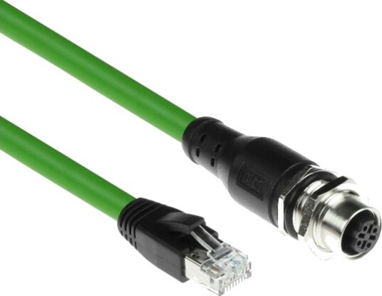 Act Industrisensorkabel 5,00 Meter Sensor M12d 4 Pins Hunn Chassikontakt Til Rj45 Hann Superflex Xtreme Tpe Skjermet Sc4535