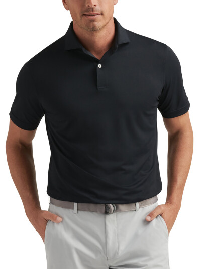 Peter Millar Soul Performance Mesh Polo - Edwin Spread Collar - Black - M