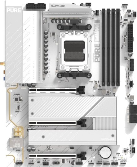 Sapphire Pure B850A ATX Hovedkort med WiFi 7, AMD B850, DDR5 Sapphire Pure B850A ATX Hovedkort med WiFi 7, AMD B850, DDR5