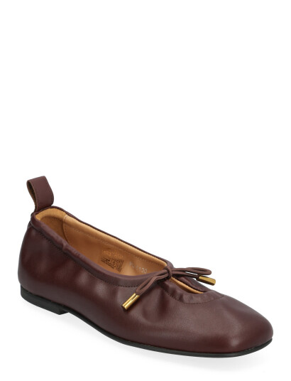 ALOHAS Rosalind Black Leather Ballet Flats Brown 36