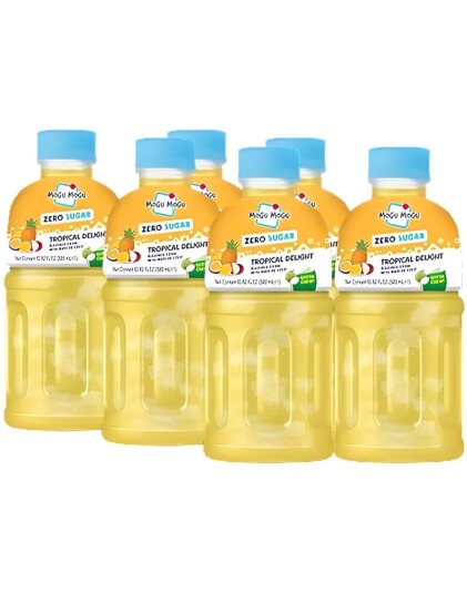 6 stk Mogu Mogu Nata De Coco Tropical Delight Sukkerfri Tropisk Juice med Kokosgelebiter Hel Eske 6x320 ml Thailand 6 stk Mogu Mogu Nata De Coco Tropical Delight Sukkerfri Tropisk Juice med Kokosgelebiter Hel Eske 6x320 ml Thailand