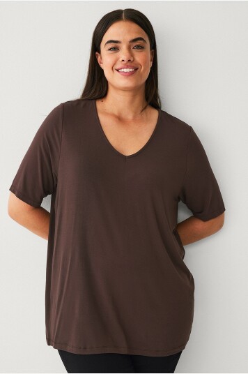 Ellos Plus Collection Myk topp med V hals Brun