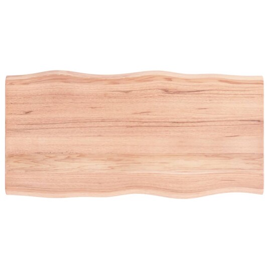  Bordplate lysebrun 100x50x2 cm behandlet eik naturlig kant 363950