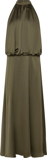 Gina Tricot Satin Halterneck Maxi Dress   Khaki green   36