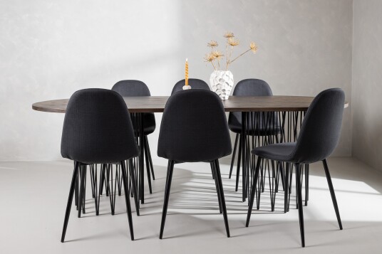Venture Home Stone Matgruppe 220 cm Oval med 6 Polar stoler Sort Venture Home Stone Matgruppe 220 cm Oval med 6 Polar stoler Sort