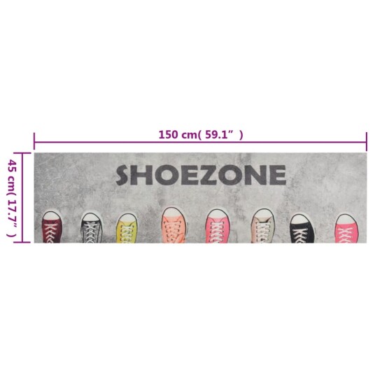 vidaXL Kjøkkenteppe vaskbar Shoezone 45x150 cm fløyel