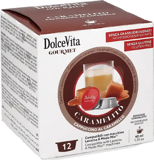 Dolce Vita | Caramelito Karamell Cappuccino 12 kapsler til Lavazza A Modo Mio