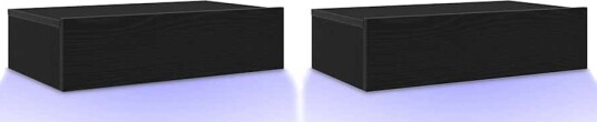 TV skap med LED lys 2 stk svart eik 60x35x15,5 cm TV skap med LED lys 2 stk svart eik 60x35x15,5 cm