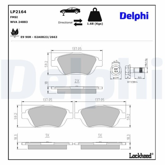 Bremseklosser DELPHI LP2164 Bremseklosser DELPHI LP2164