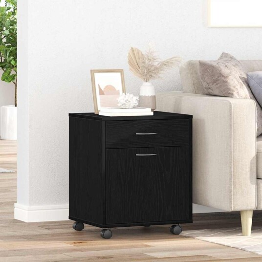  Rulleskap Svart Eik 45x38x54 cm Laget av Tre